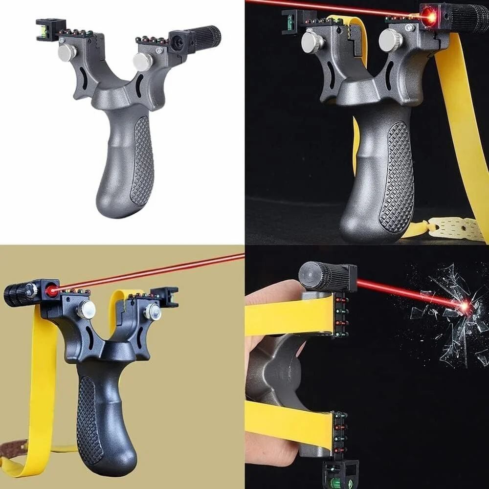 Professional Stainless Steel Slingshot with Ergonomic Grip and Elastic Band